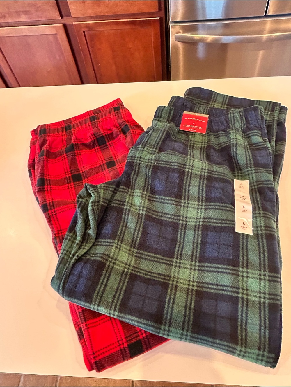 Red & Green Plaid Men’s Pajama Pants Qty 2 Size Large Flannel Feel Wondershop - Picture 13 of 14